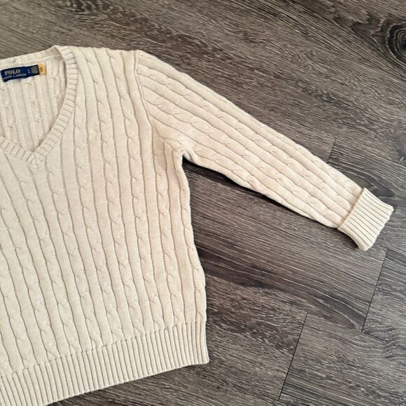 Polo Ralph Lauren Cable-Knit Cotton V-Neck Sweater - Picture 4 of 11